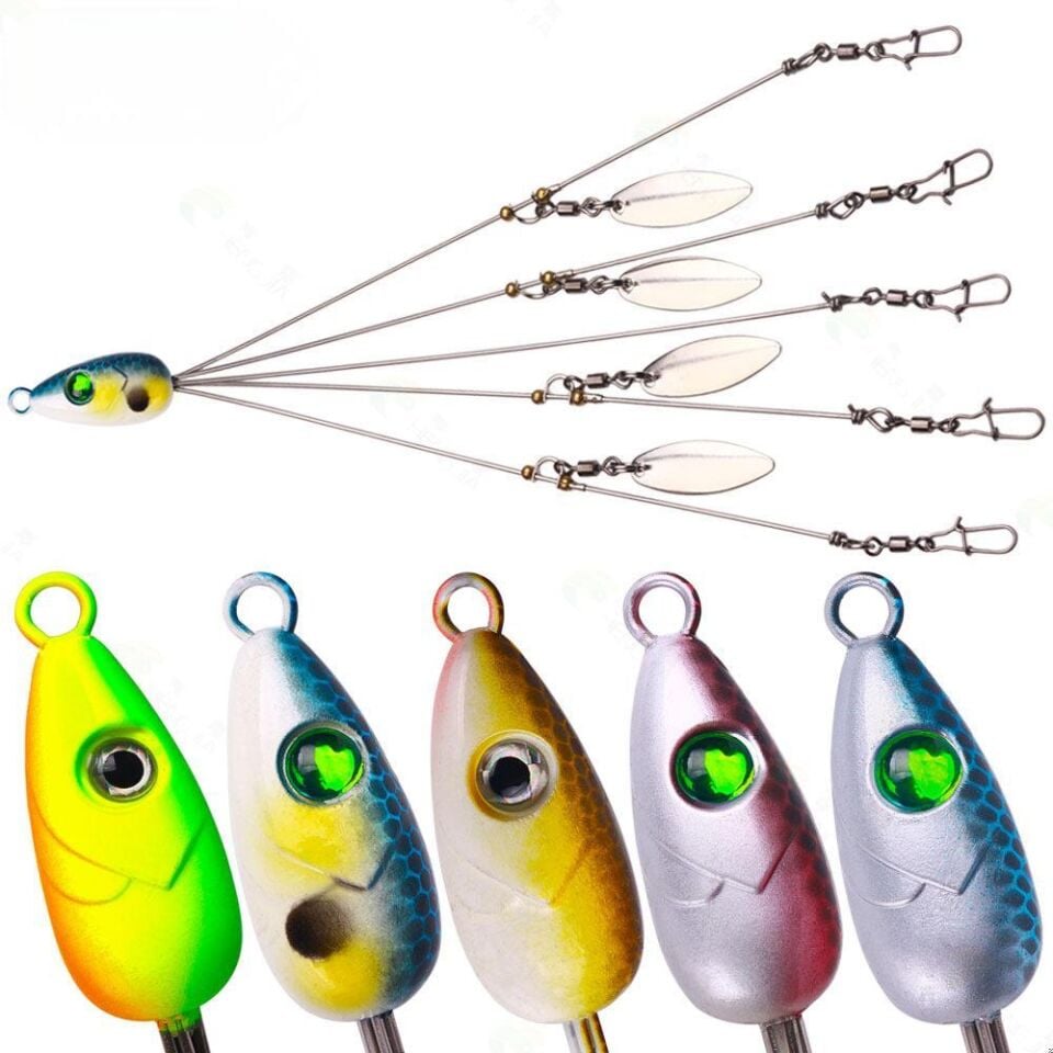 Valkyrie 5'li Alabama Rig 5 Kollu  Fırdöndülü Levrek Şemsiyesi 16.8g 22cm – Spinner Kaşıklı Sahte Yem Sistemi