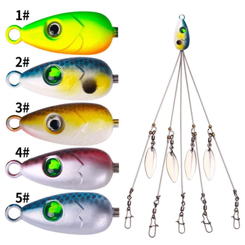 Valkyrie 5'li Alabama Rig 5 Kollu  Fırdöndülü Levrek Şemsiyesi 16.8g 22cm – Spinner Kaşıklı Sahte Yem Sistemi