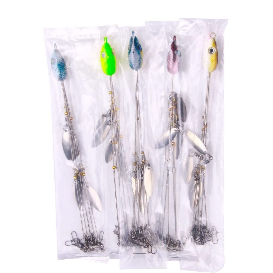 Valkyrie 5'li Alabama Rig 5 Kollu  Fırdöndülü Levrek Şemsiyesi 16.8g 22cm – Spinner Kaşıklı Sahte Yem Sistemi
