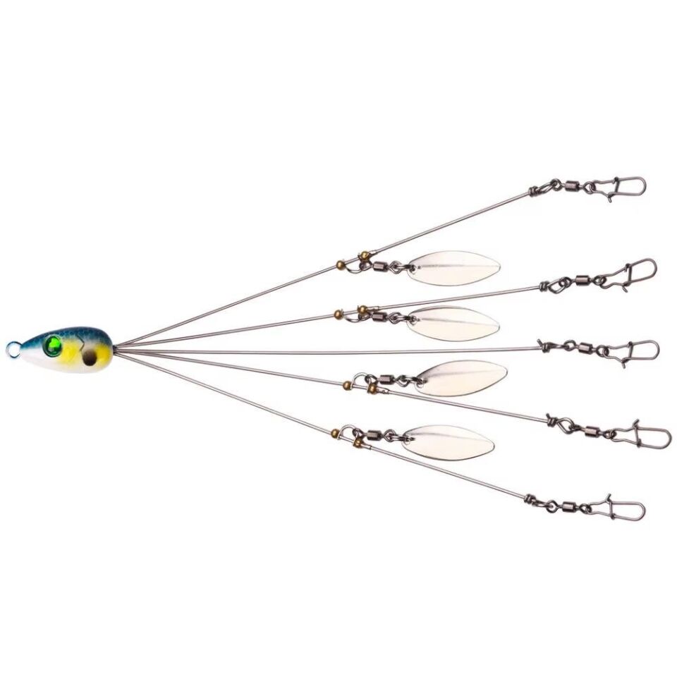 Valkyrie 5'li Alabama Rig 5 Kollu  Fırdöndülü Levrek Şemsiyesi 16.8g 22cm – Spinner Kaşıklı Sahte Yem Sistemi