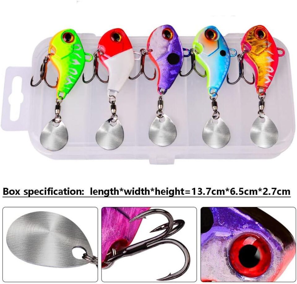 Valkyrie 5 Adet LRF Kaşık Kuyruklu Titreşimli Wobbler Balık Olta Yem Seti - 14gr 6cm - Spin ve Baitcasting için Uygun  - 5pcs
