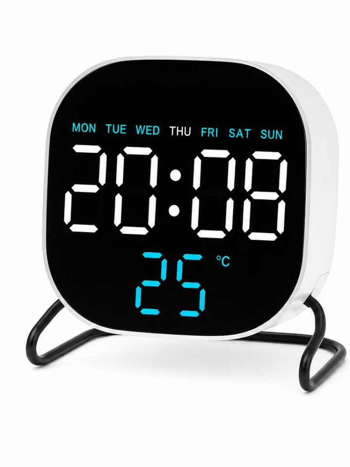 Valkyrie LED Dijital Masa Saati Mavi Derece Çift Alarm Sıcaklık Göstergesi 3 Kademe Parlaklık Modern Saat
