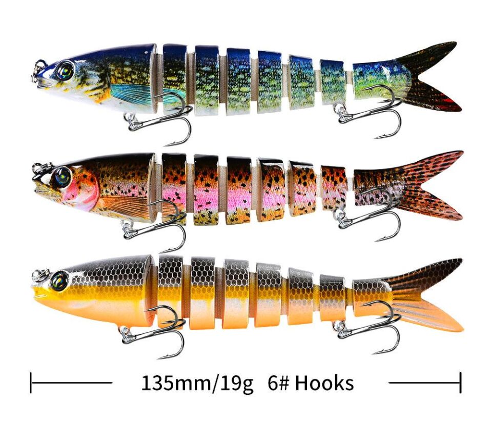 Valkyrie 3 Adet 8 Eklemli 3D Oynak Rapala Sahte Balık Yem Seti Tatlı ve Tuzlu Su Uyumlu Wobblers Swimbait