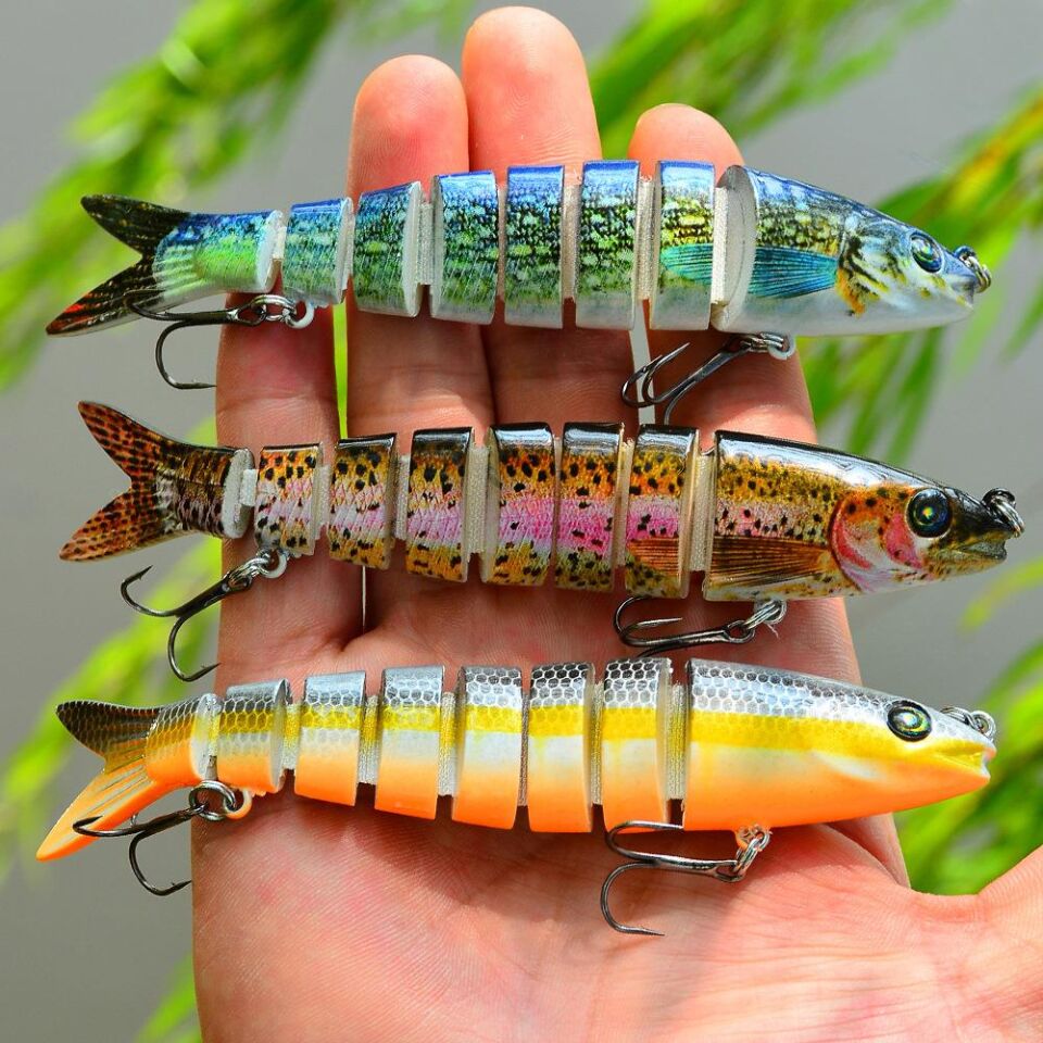 Valkyrie 3 Adet 8 Eklemli 3D Oynak Rapala Sahte Balık Yem Seti Tatlı ve Tuzlu Su Uyumlu Wobblers Swimbait