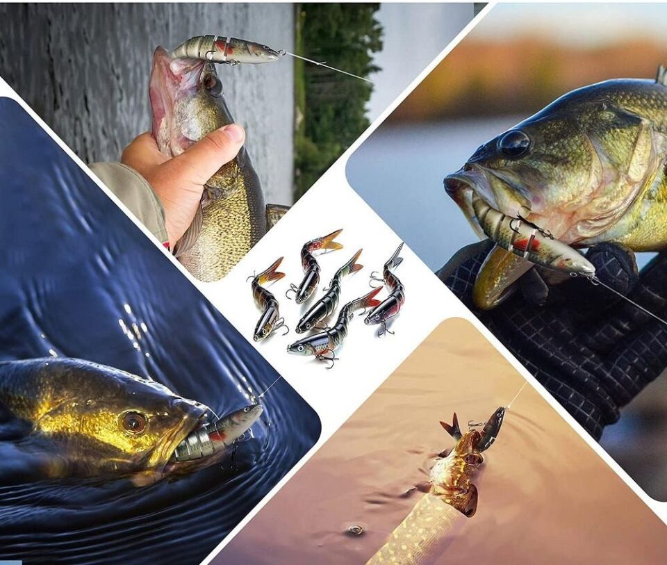Valkyrie 3 Adet 8 Eklemli 3D Oynak Rapala Sahte Balık Yem Seti Tatlı ve Tuzlu Su Uyumlu Wobblers Swimbait