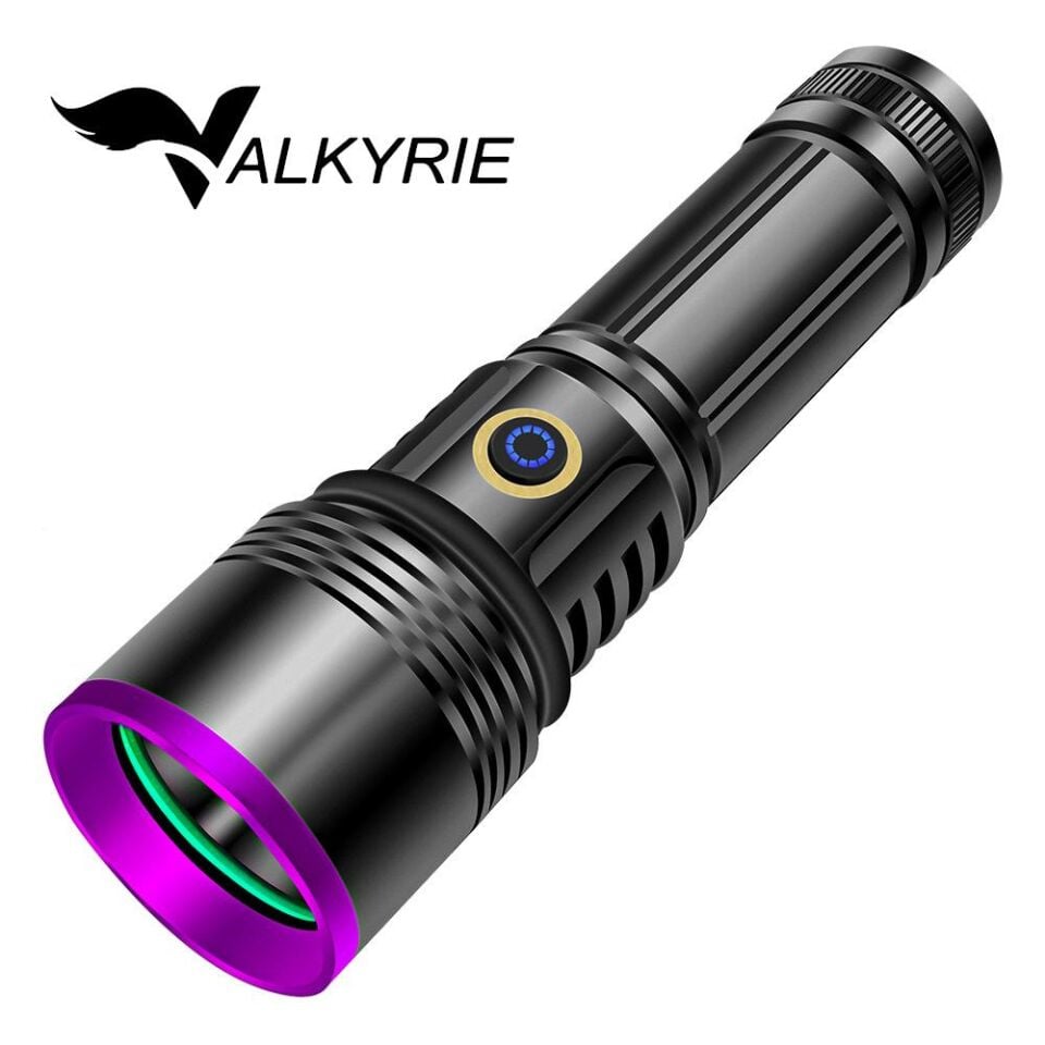 Valkyrie 365nm LED UV El Feneri 20W Güç | 3000mAh Şarjlı Alüminyum Gövde Profesyonel Kullanım
