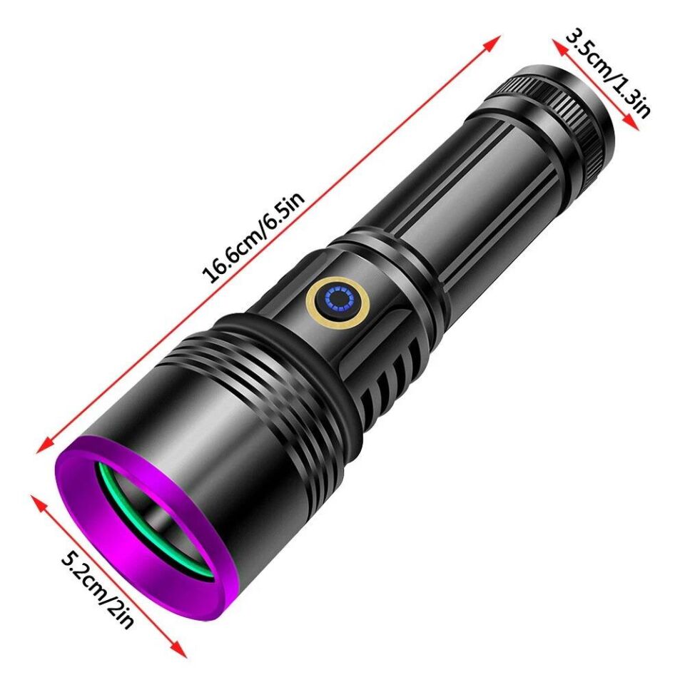 Valkyrie 365nm LED UV El Feneri 20W Güç | 3000mAh Şarjlı Alüminyum Gövde Profesyonel Kullanım