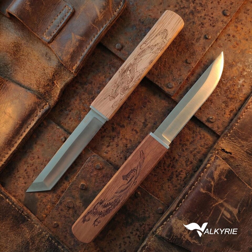 Valkyrie Ahşap Saplı Şef Yemek Bıçağı Kılıflı Paslanmaz Çelik Mutfak Meyve Sebze Et Doğrama Kamp Bıçağı Kahve