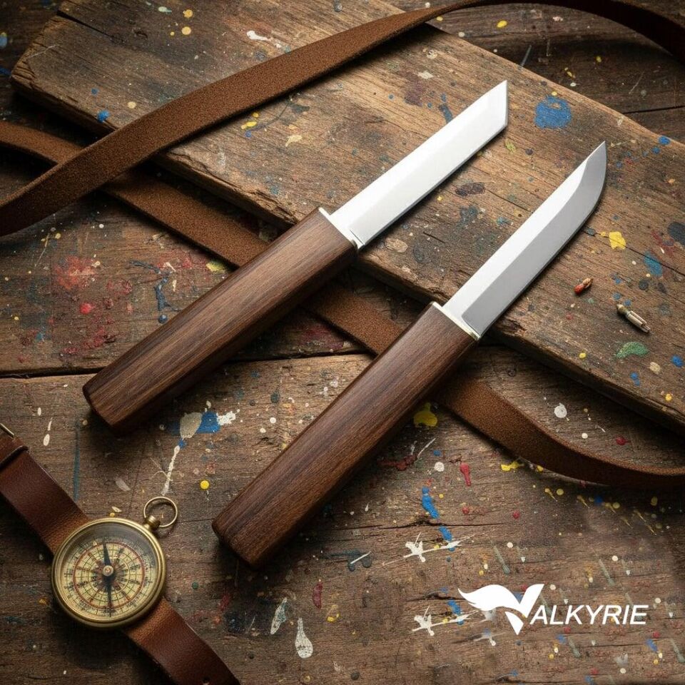 Valkyrie Ahşap Saplı Şef Yemek Bıçağı Kılıflı Paslanmaz Çelik Mutfak Meyve Sebze Et Doğrama Kamp Bıçağı Kahve