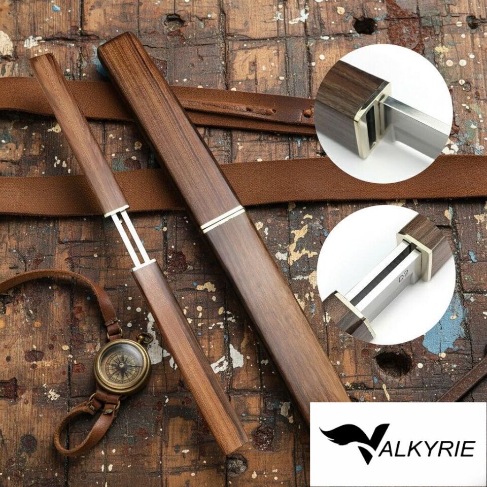 Valkyrie Ahşap Saplı Şef Yemek Bıçağı Kılıflı Paslanmaz Çelik Mutfak Meyve Sebze Et Doğrama Kamp Bıçağı Kahve