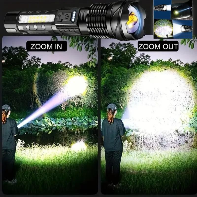 Valkyrie Şarjlı 7 Modlu Ultra Güçlü LED El Feneri Çakarlı Çok Fonksiyonlu Zoom 1500mAh
