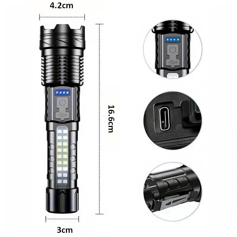 Valkyrie Şarjlı 7 Modlu Ultra Güçlü LED El Feneri Çakarlı Çok Fonksiyonlu Zoom 1500mAh