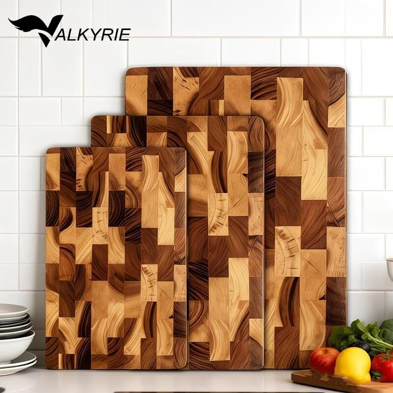 Valkyrie Doğal Ahşap Kesme Tahtası Masif Et Blok Tahtası Kalın Kasap Sunum Tahtası Sebze Meyve Doğrama Panosu