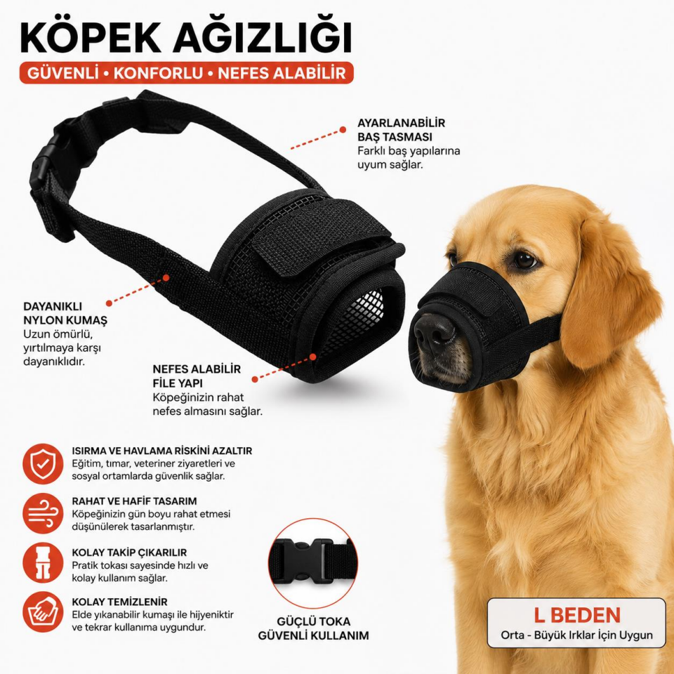 Valkyrie Köpek Ağızlığı M Beden Nefes Alabilir Fileli Ayarlanabilir Isırma Önleyici Yumuşak Siyah