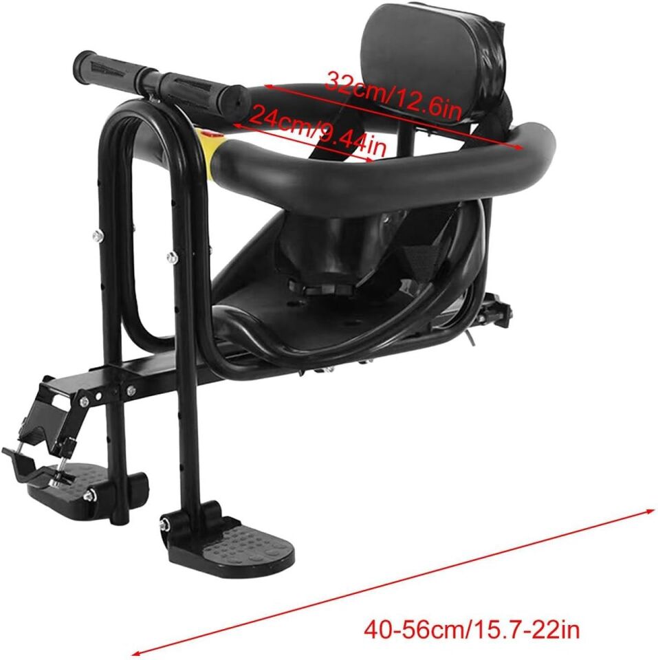 Valkyrie Ön Bisiklet Çocuk Koltuğu Katlanabilir Ayak Pedallı Gidonlu Emniyet Kemerli 2-6 Yaş 30 Kg Ön Kadro Montajlı