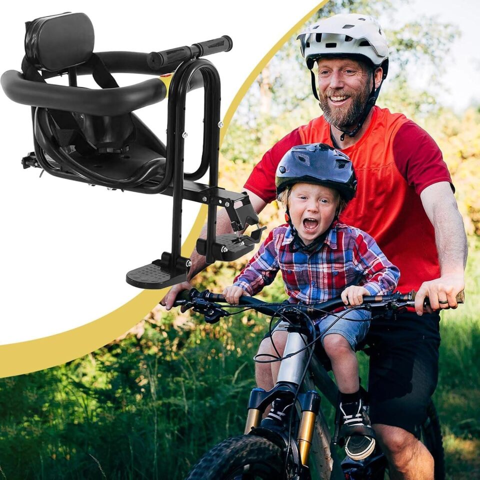 Valkyrie Ön Bisiklet Çocuk Koltuğu Katlanabilir Ayak Pedallı Gidonlu Emniyet Kemerli 2-6 Yaş 30 Kg Ön Kadro Montajlı