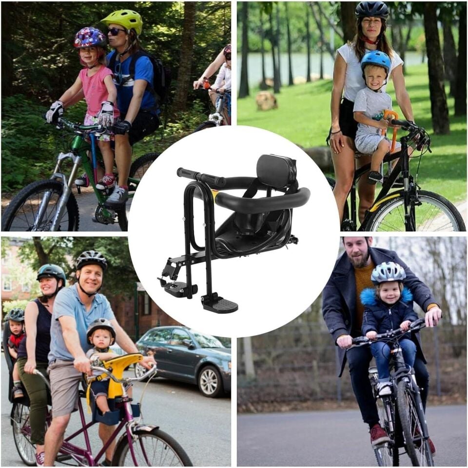Valkyrie Ön Bisiklet Çocuk Koltuğu Katlanabilir Ayak Pedallı Gidonlu Emniyet Kemerli 2-6 Yaş 30 Kg Ön Kadro Montajlı