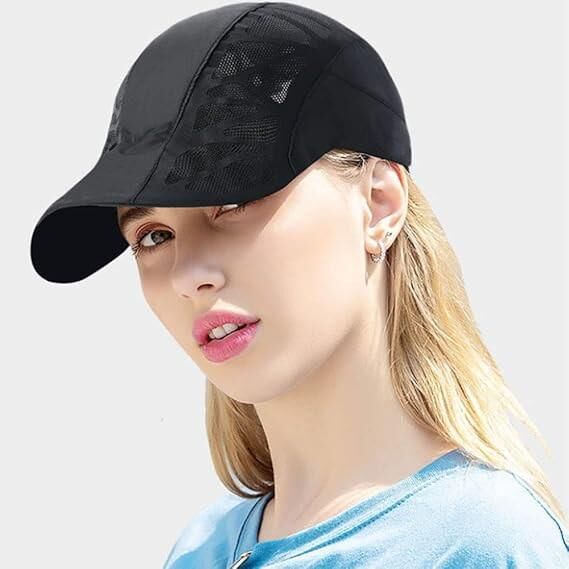 Valkyrie Unisex Yazlık Kasket Şapka Hava Alan Ayarlanabilir Terletmez Kadın Erkek Siyah