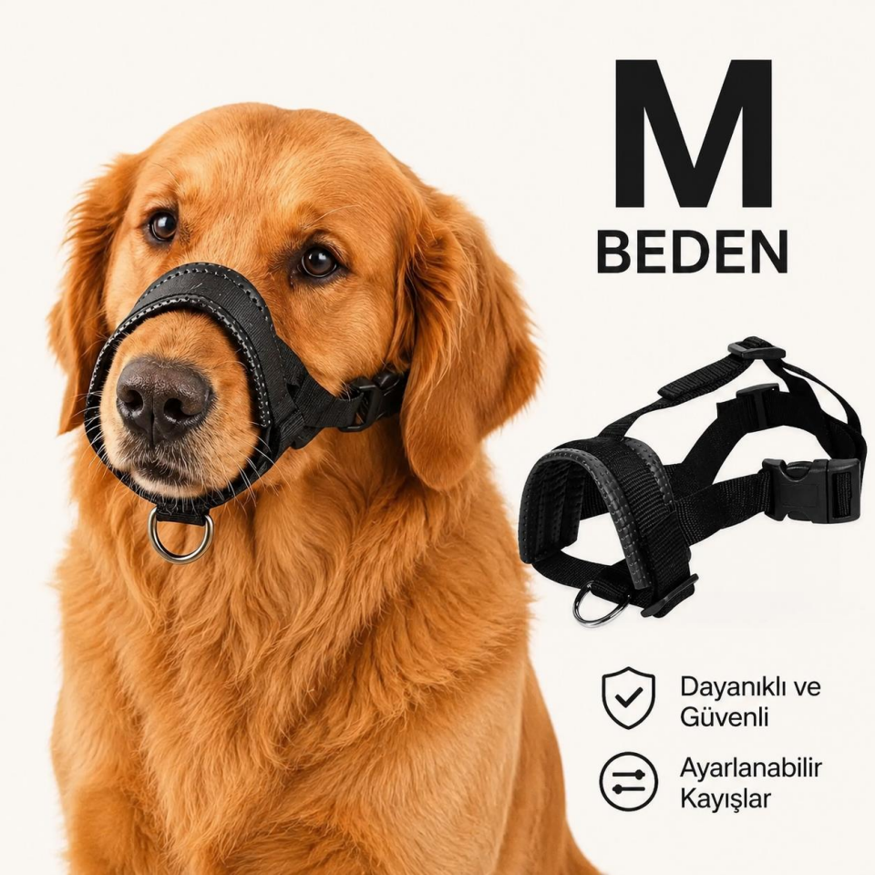 Valkyrie M Beden Köpek Ağızlığı Ayarlanabilir Nefes Alabilir Isırma Önleyici Yumuşak Pedli  Siyah