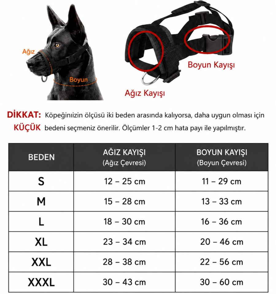 Valkyrie M Beden Köpek Ağızlığı Ayarlanabilir Nefes Alabilir Isırma Önleyici Yumuşak Pedli  Siyah