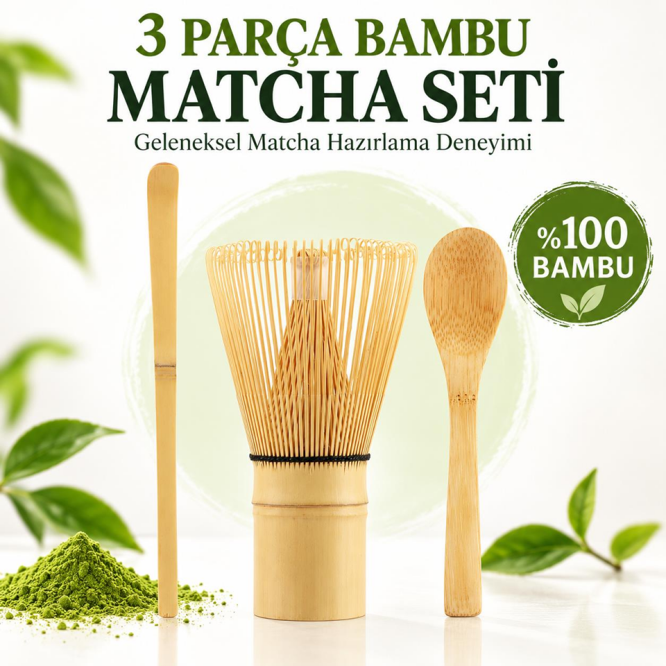 Valkyrie Matcha Çayı Hazırlama Seti 3 Parça Bambu Chasen Çırpıcı Chashaku Kaşık ve Karıştırma Çubuğu