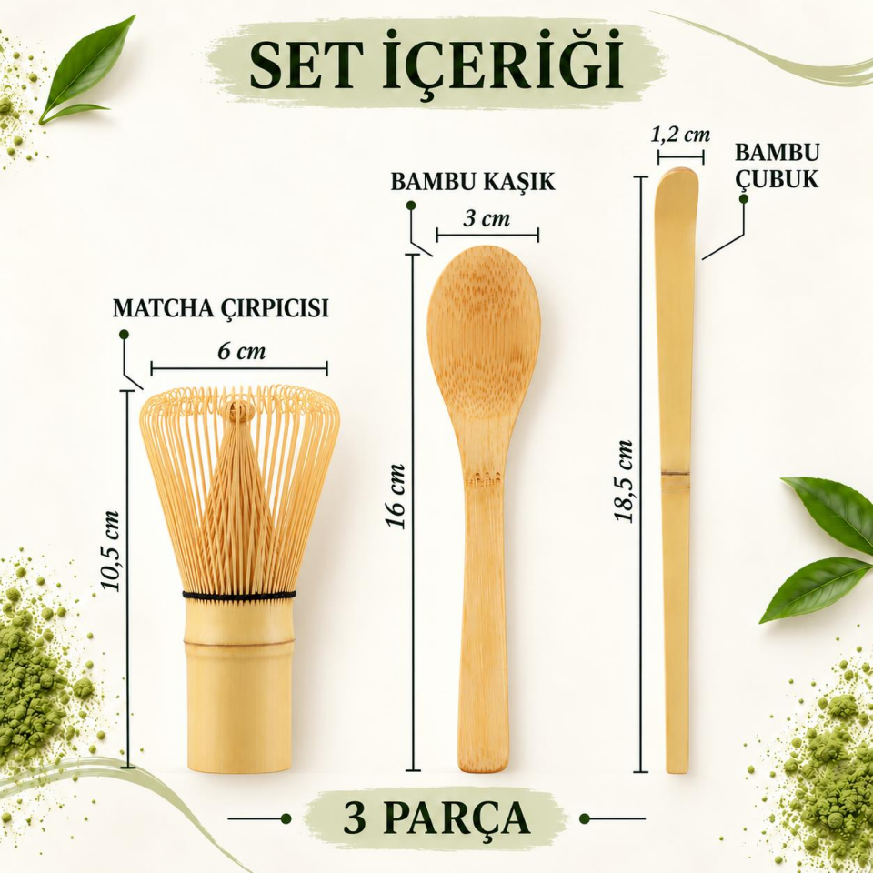 Valkyrie Matcha Çayı Hazırlama Seti 3 Parça Bambu Chasen Çırpıcı Chashaku Kaşık ve Karıştırma Çubuğu