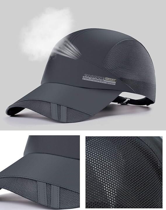 Valkyrie Erkek Spor Şapka Fileli Nefes Alabilen Ayarlanabilir Yazlık Koşu Outdoor Şapka Antrasit