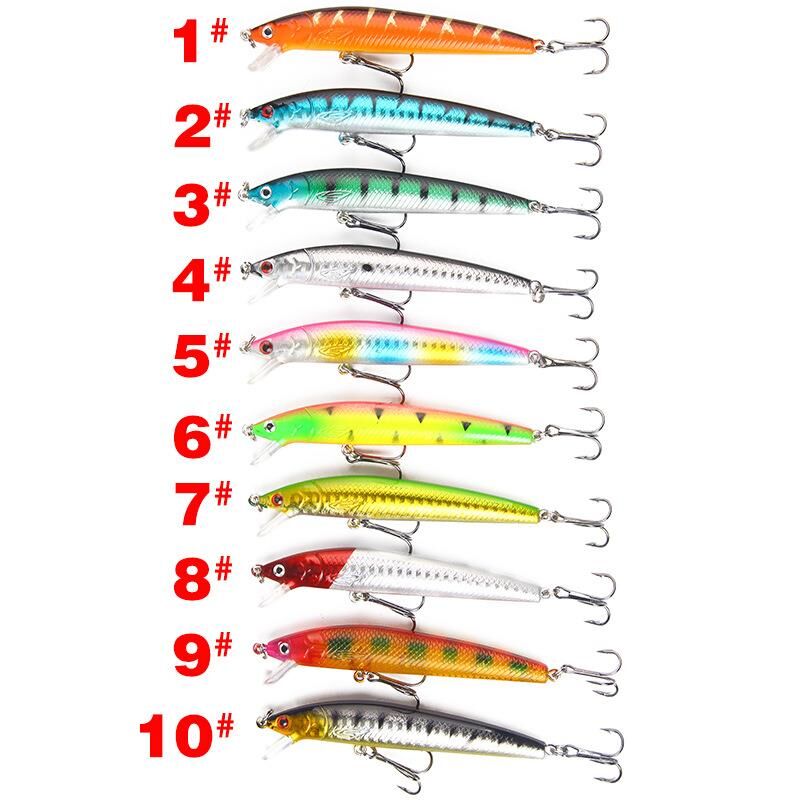Valkyrie 10 Adet 10cm 9gr Minnow Sahte Olta Yem Seti Rapala 1m Derinlik 10 Farklı Renk Karbon Çelik İğne