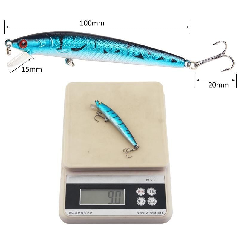 Valkyrie 10 Adet 10cm 9gr Minnow Sahte Olta Yem Seti Rapala 1m Derinlik 10 Farklı Renk Karbon Çelik İğne