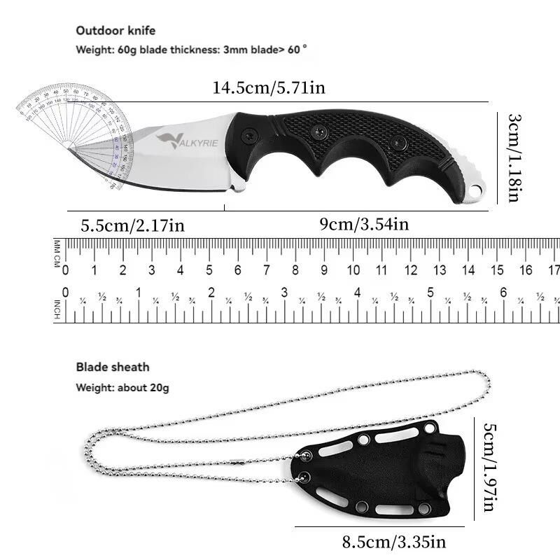 Valkyrie Boyun Askılı Kılıflı Paslanmaz Çelik Av Bıçağı Karambit – Kılıflı ve Taşınabilir Boy