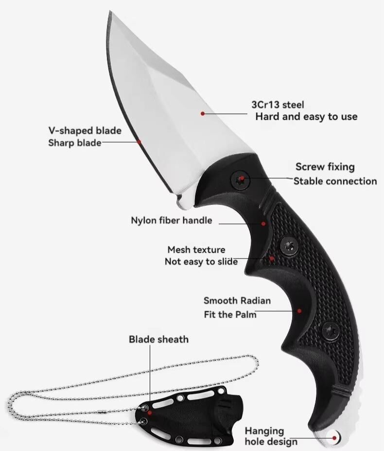 Valkyrie Boyun Askılı Kılıflı Paslanmaz Çelik Av Bıçağı Karambit – Kılıflı ve Taşınabilir Boy