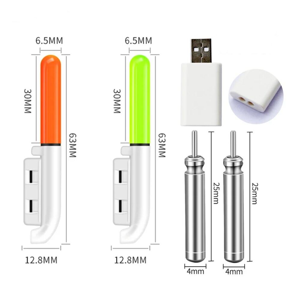 Valkyrie 2 Adet Şarjlı LED Kamış Olta Ucu Işığı Su Geçirmez USB Evrensel Uyumlu Gece Balıkçılığı