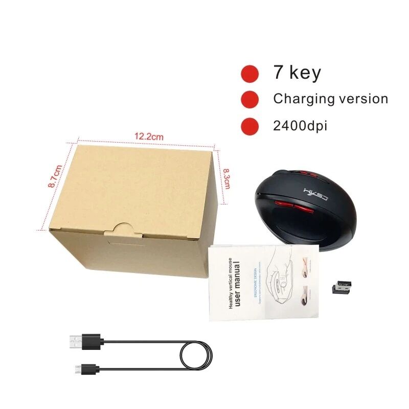 Valkyrie Kablosuz 2.4G Şarjlı 7 Tuşlu 2400DPI Ergonomik Dikey Gaming Mouse