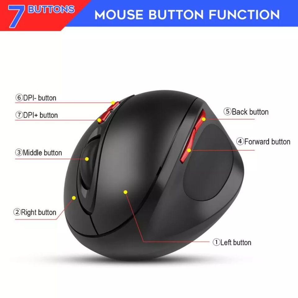 Valkyrie Kablosuz 2.4G Şarjlı 7 Tuşlu 2400DPI Ergonomik Dikey Gaming Mouse