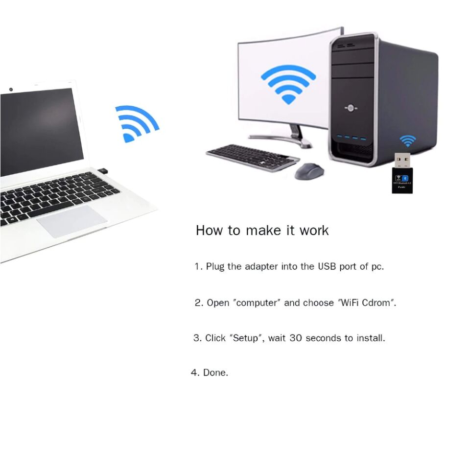 USB Wifi Bluetooth 4.0 Adapter Dongle 150M Wireless WiFi