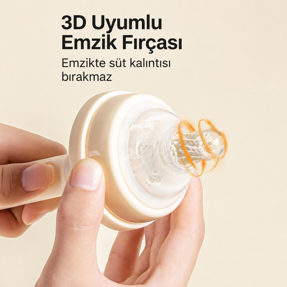 Valkyrie Seyahat Biberon Temizleme Seti Silikon Fırça Emzik Pipet Fırçası Saklama Kutulu Beyaz