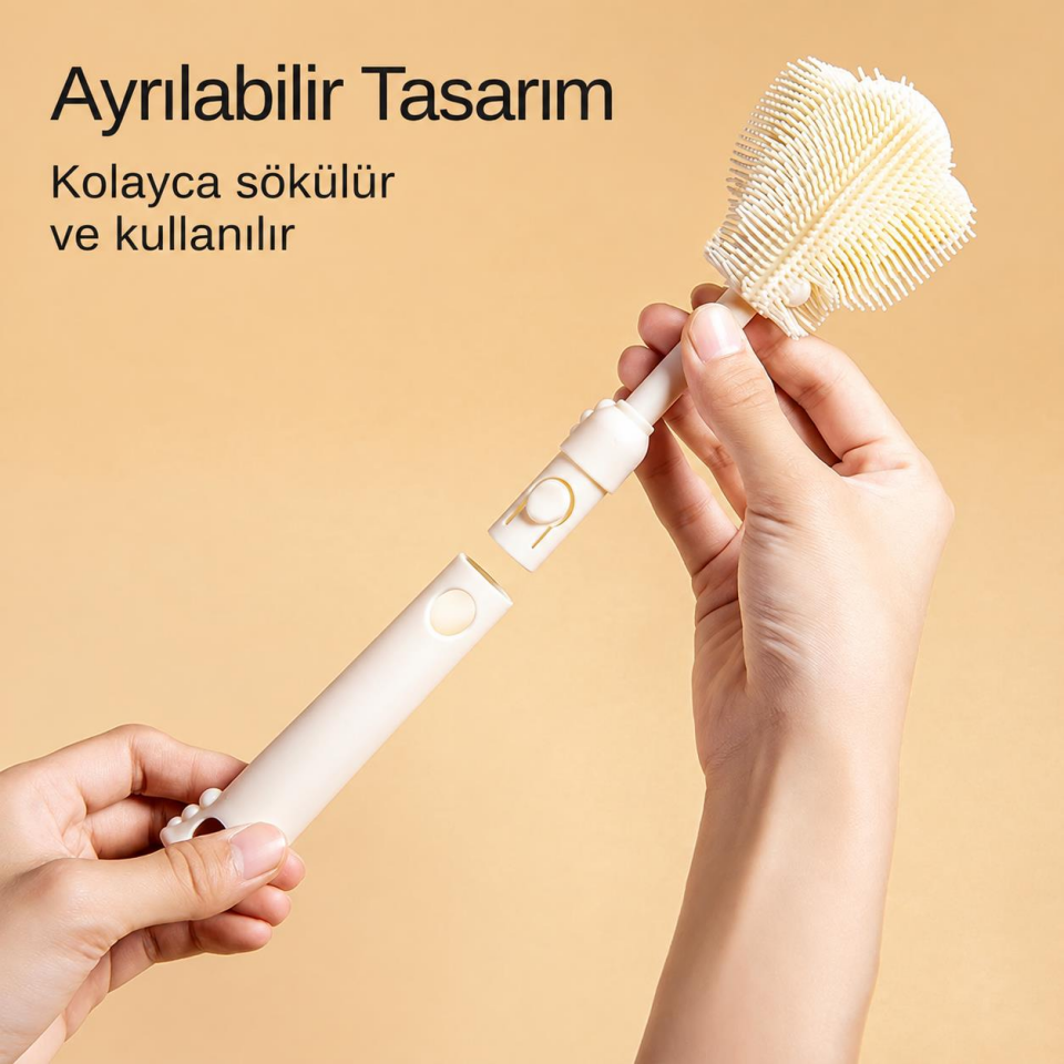 Valkyrie Seyahat Biberon Temizleme Seti Silikon Fırça Emzik Pipet Fırçası Saklama Kutulu Beyaz