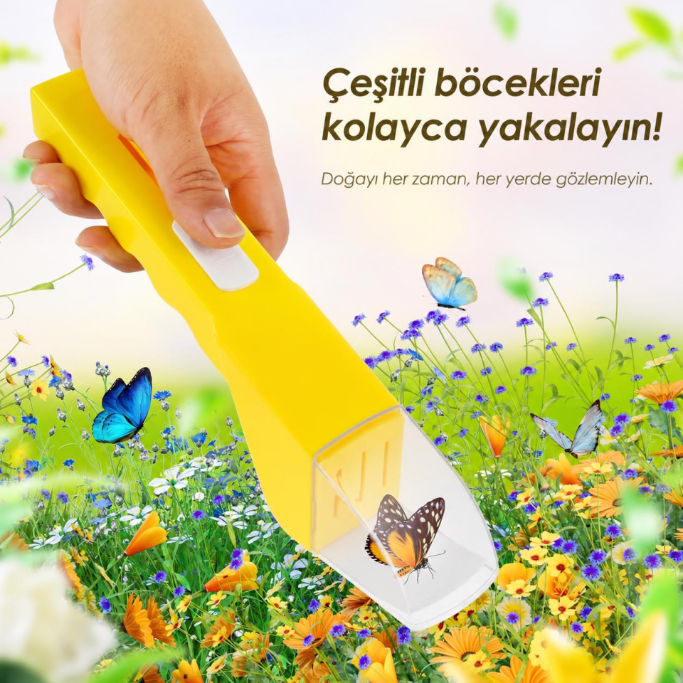 Valkyrie Böcek Yakalama ve Gözlem Aparatı Şeffaf Hazneli 360° İnceleme Aracı Sarı
