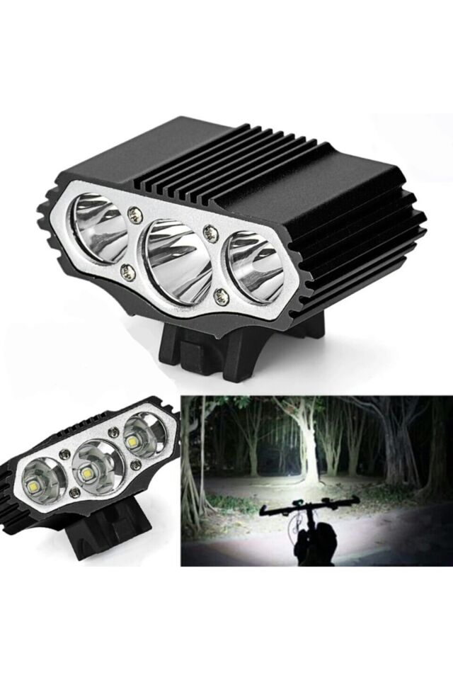 12.000 Lümen 3x Xm-l T6 Led Bisiklet Farı Usb Siyah Far