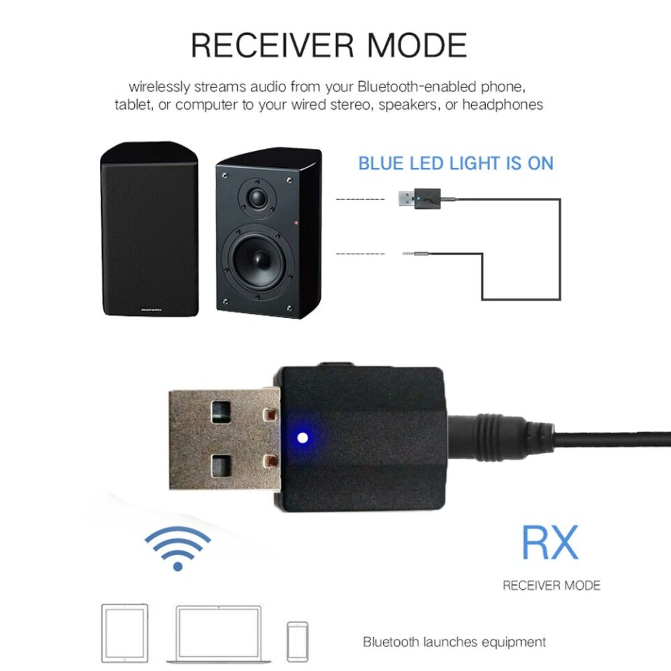Bluetooth 5.0 Yeni Tuşlu Model Alıcı Verici 2 in 1