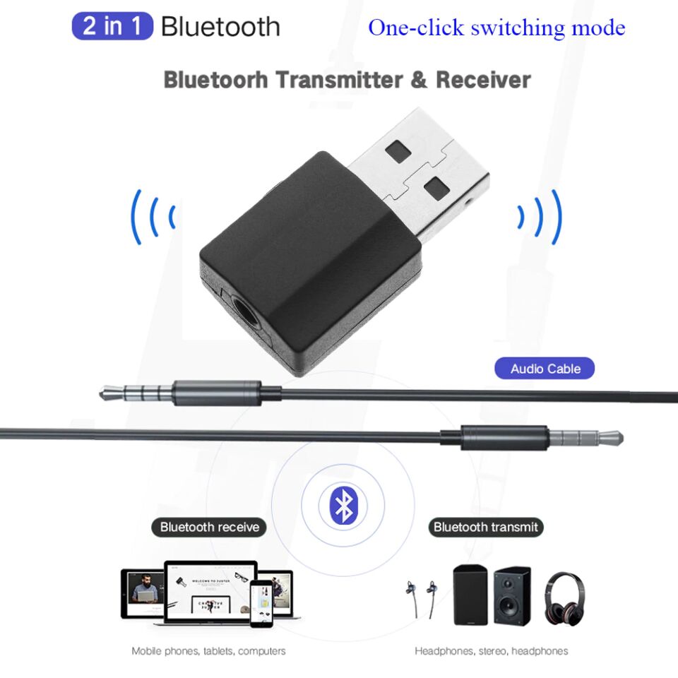 Bluetooth 5.0 Yeni Tuşlu Model Alıcı Verici 2 in 1