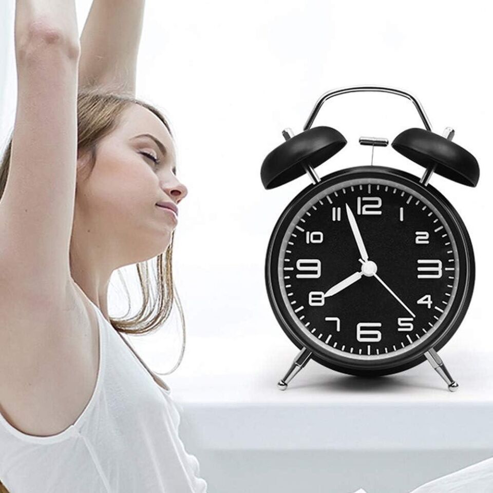 Valkyrie Sessiz Akar Saniyeli 16cm Alarm Masa Çalar Saat Yüksek Zil Sesi Büyük Boy Siyah