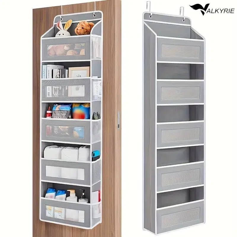 Valkyrie Kapı Arkası Organizer 5 Cepli Askılı Dolap Düzenleyici Çok Amaçlı Kapı Arkası Raf 20kg Taşıma Gri