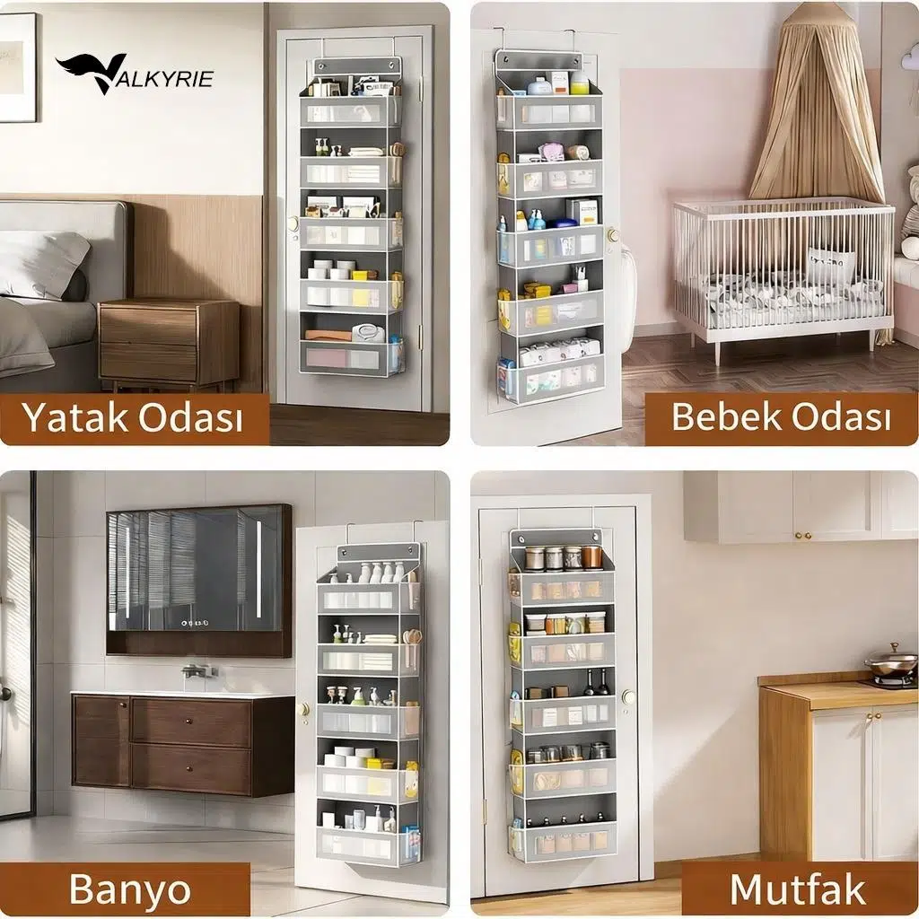 Valkyrie Kapı Arkası Organizer 5 Cepli Askılı Dolap Düzenleyici Çok Amaçlı Kapı Arkası Raf 20kg Taşıma Gri Valkyrie Kapı Arkası Organizer 5 Cepli Askılı Dolap Düzenleyici Çok Amaçlı Kapı Arkası Raf 20kg Taşıma Gri