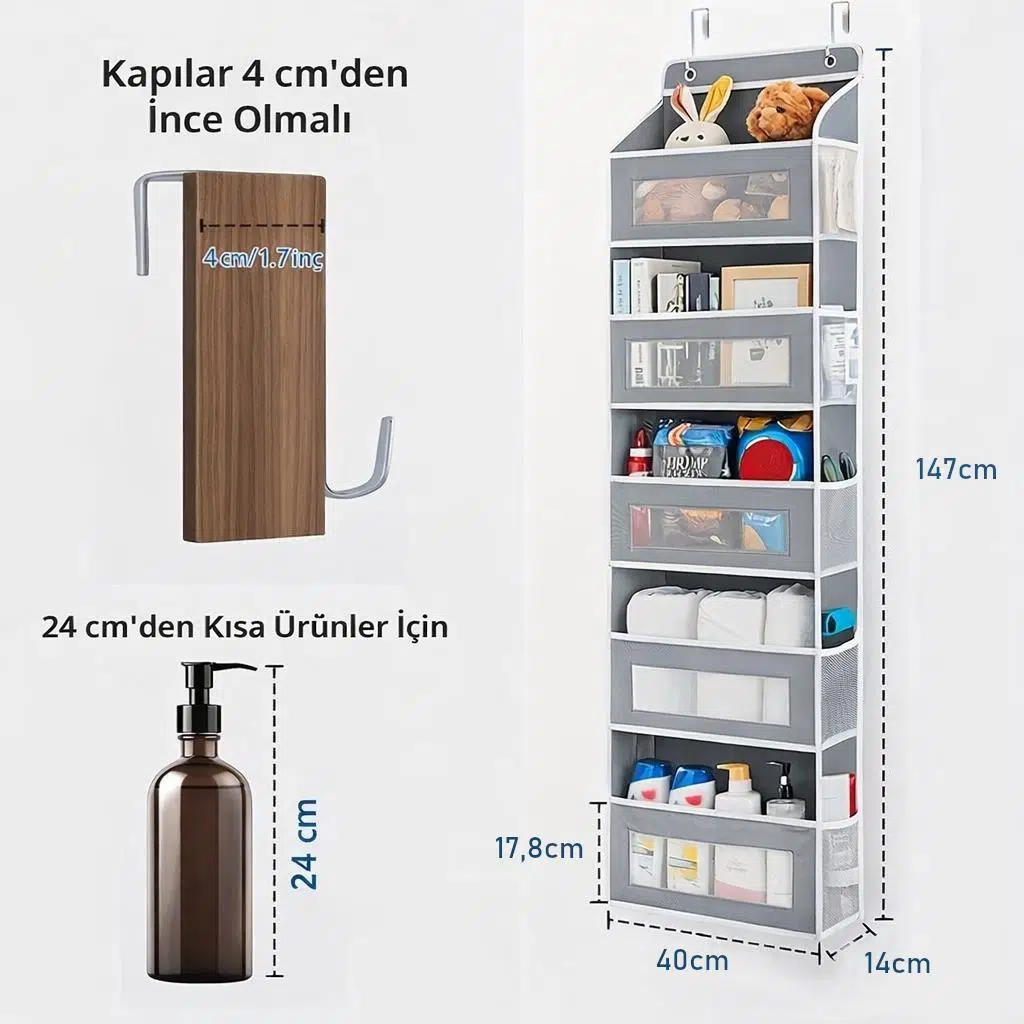 Valkyrie Kapı Arkası Organizer 5 Cepli Askılı Dolap Düzenleyici Çok Amaçlı Kapı Arkası Raf 20kg Taşıma Gri Valkyrie Kapı Arkası Organizer 5 Cepli Askılı Dolap Düzenleyici Çok Amaçlı Kapı Arkası Raf 20kg Taşıma Gri